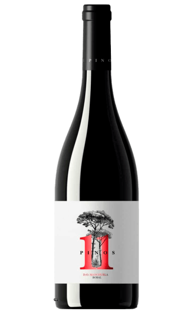 Botella de 75 cl de vino 11 pinos bobal ecológico, elaborado por Vega Tolosa en Manchuela.