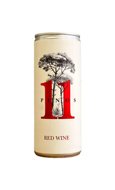 Lata de vino tinto 11 pinos de Vega Tolosa, elaborado con uva bobal