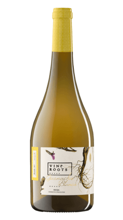 Botella del vino ecológico Vine Roots Garnacha Blanca 2018.