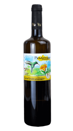 Botella del vino ecológico Pradomayo Gewürztraminer 2021