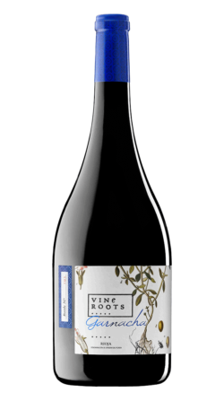 Botella del vino ecol贸gico Vine Roots Garnacha 2016.