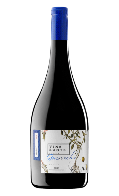 Botella del vino ecológico Vine Roots Garnacha 2016.
