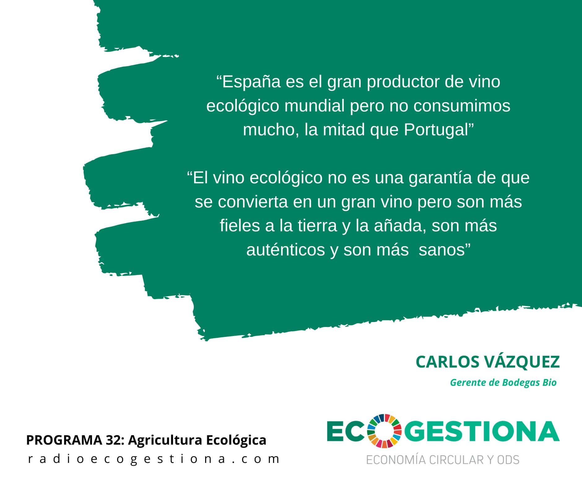 (Podcast) Entrevista en Ecogestiona a Carlos Vázquez, fundador de bodegas.bio